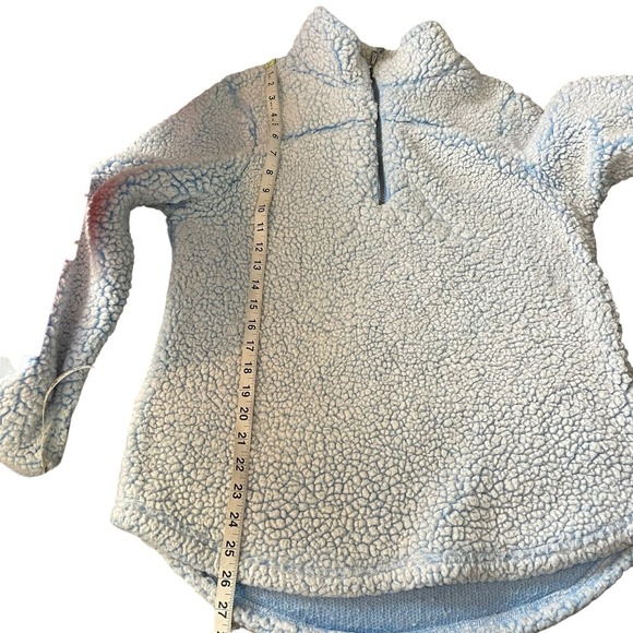 Green Tea Blue Soft Sherpa Sweater Size Medium - Picture 6 of 10